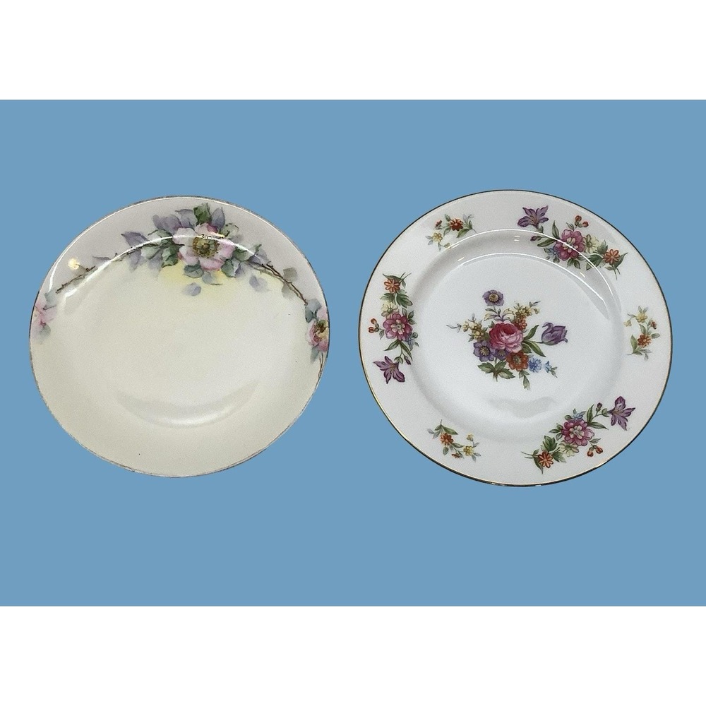 Vintage Hutschenreuther Selb Bavaria Bread Dessert Plates Mixed Floral Patterns